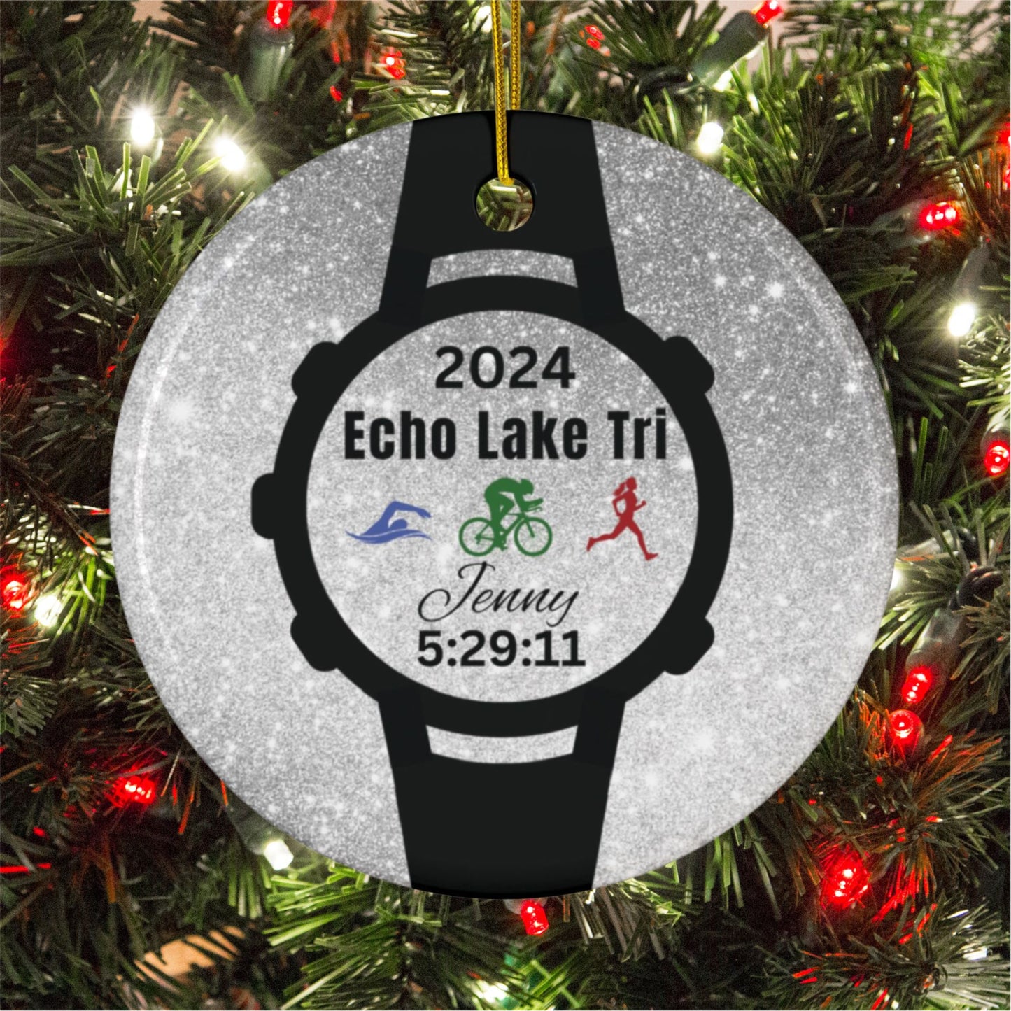 Ceramic Silver Watch Ornament w/Images