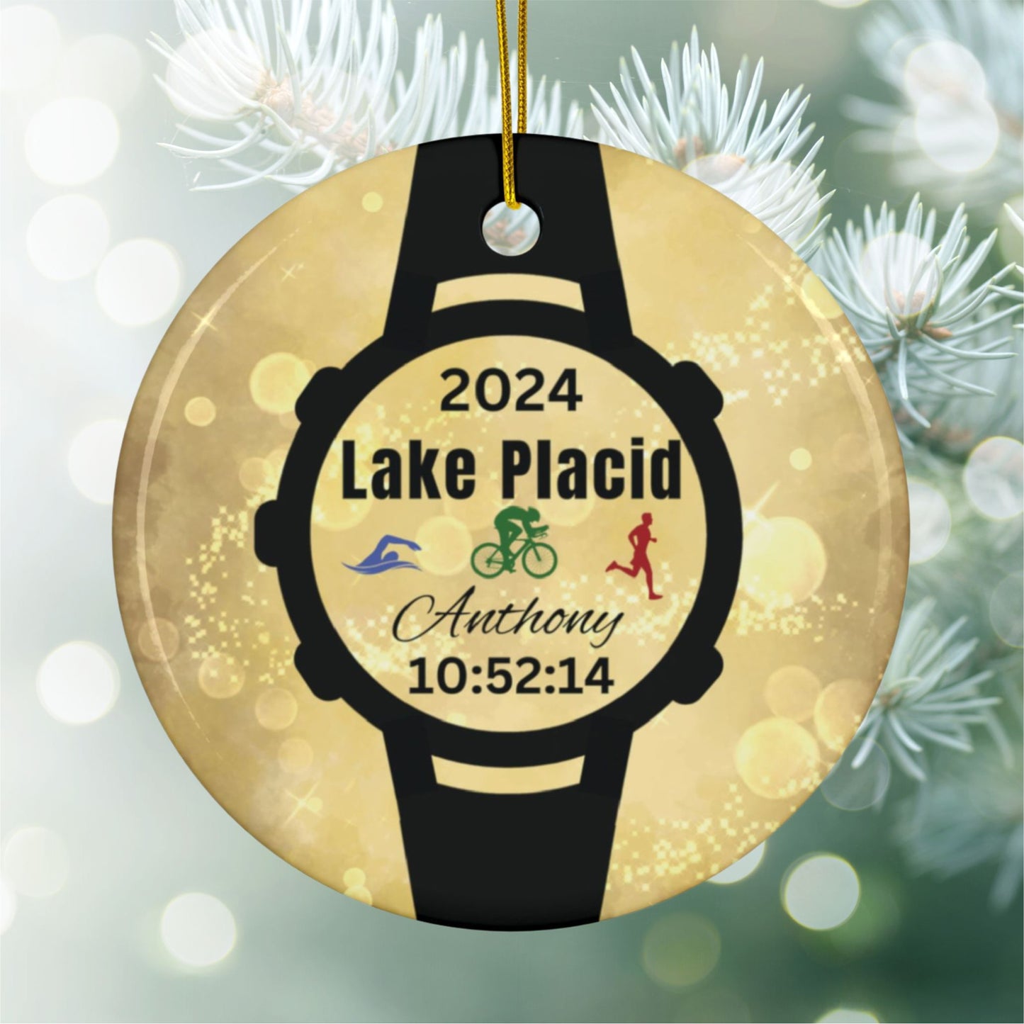 Ceramic Gold Watch Ornament w/Images