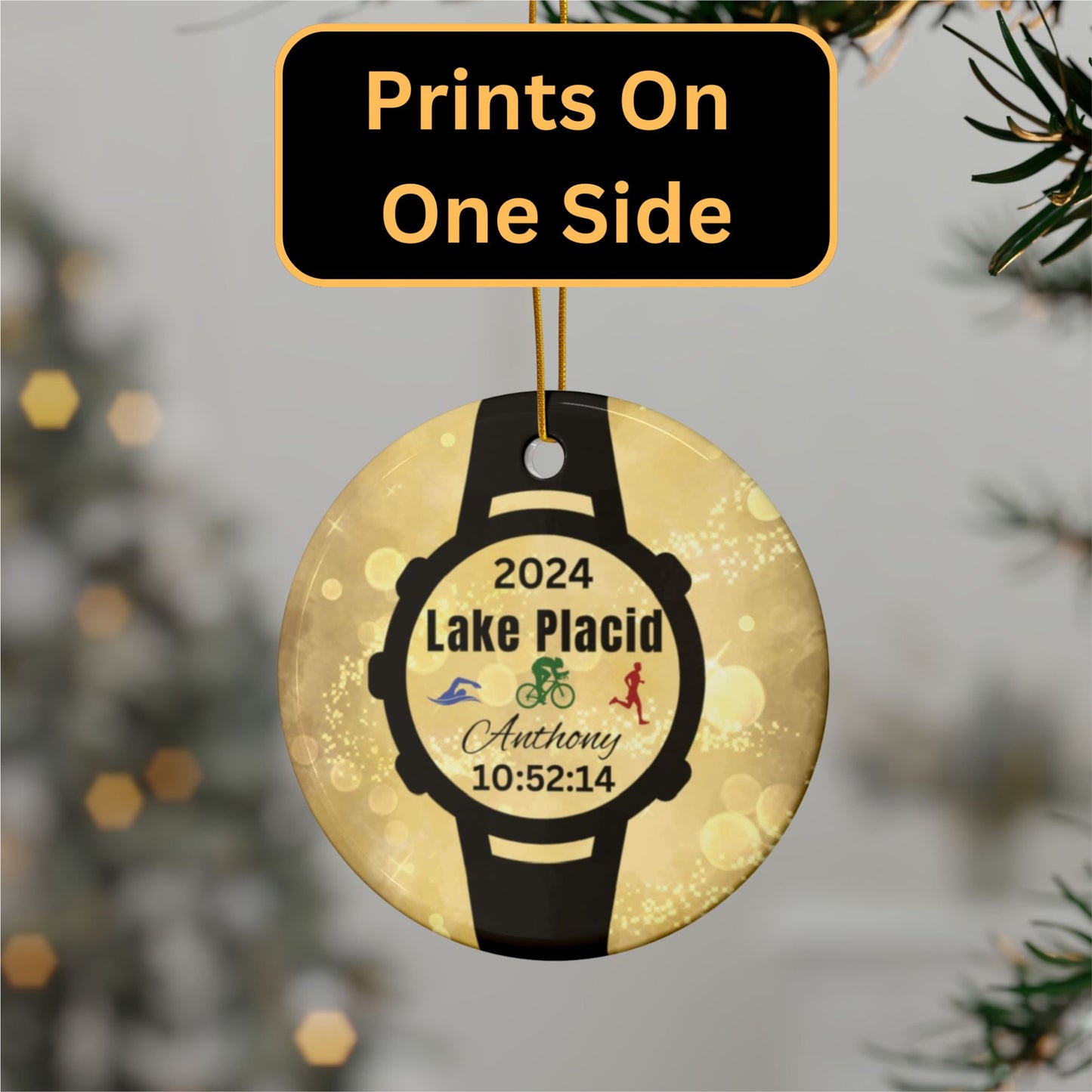 Ceramic Gold Watch Ornament w/Images