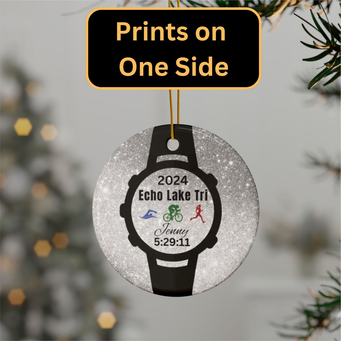 Ceramic Silver Watch Ornament w/Images