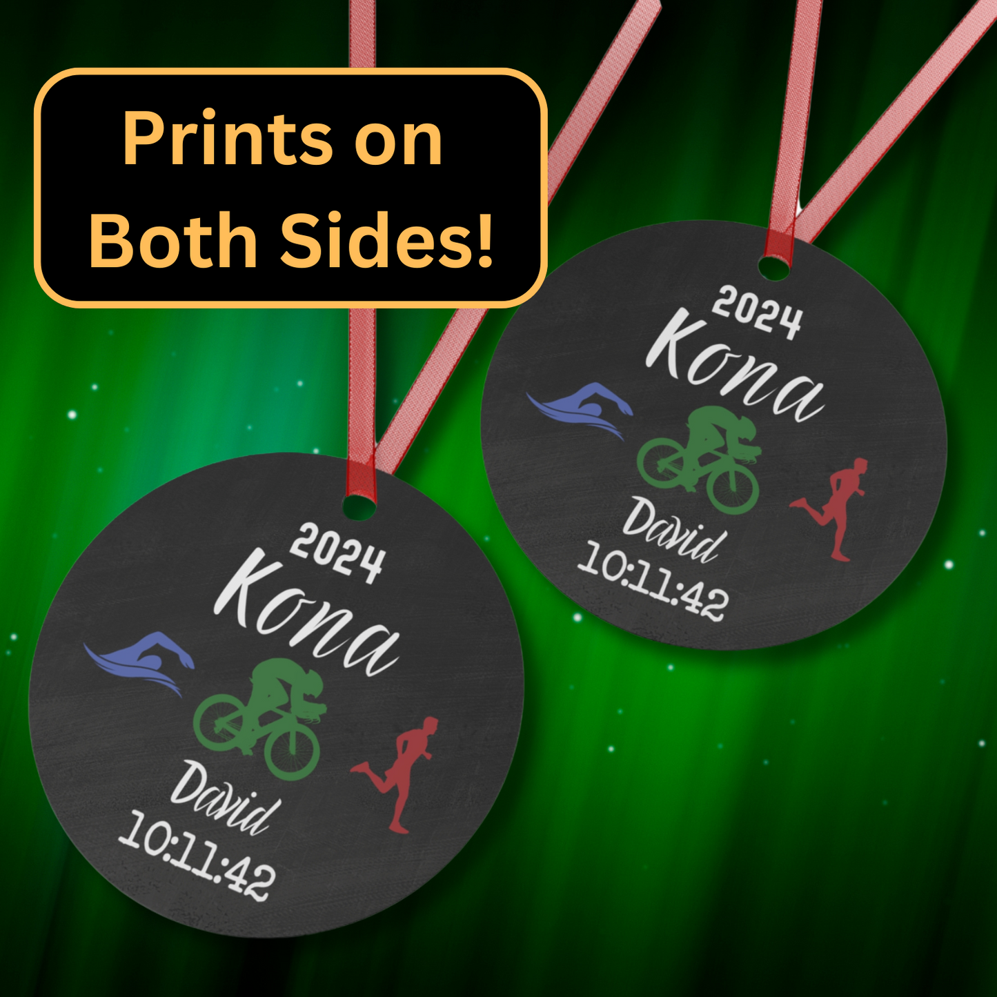 Metal Triathlon Ornament - Black Look