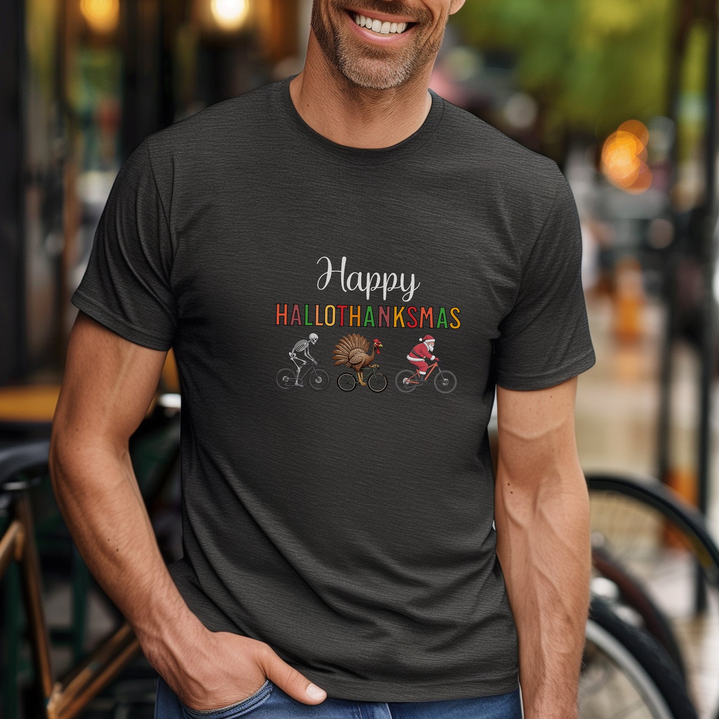 HalloThanksMas Biking Tee