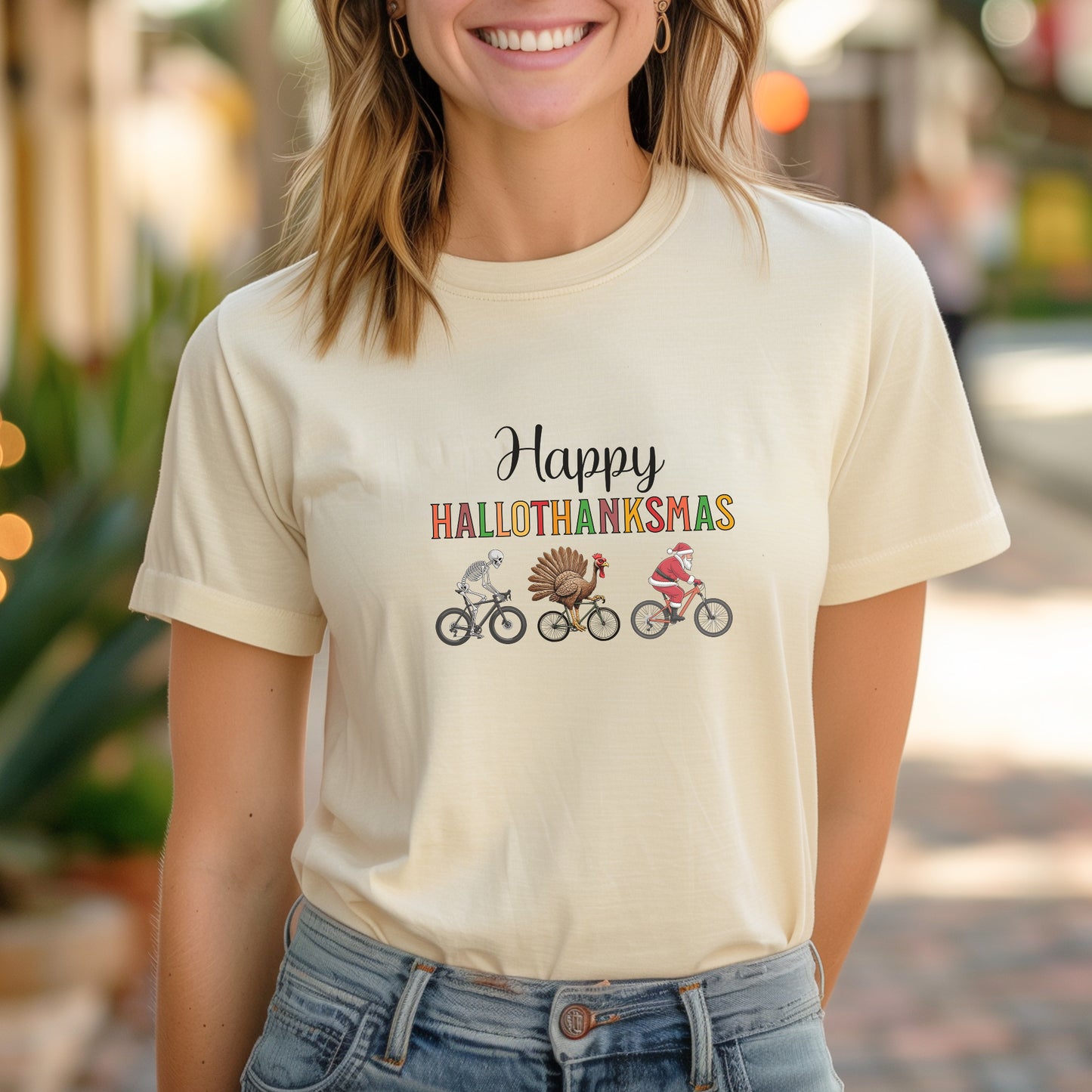 HalloThanksMas Biking Tee