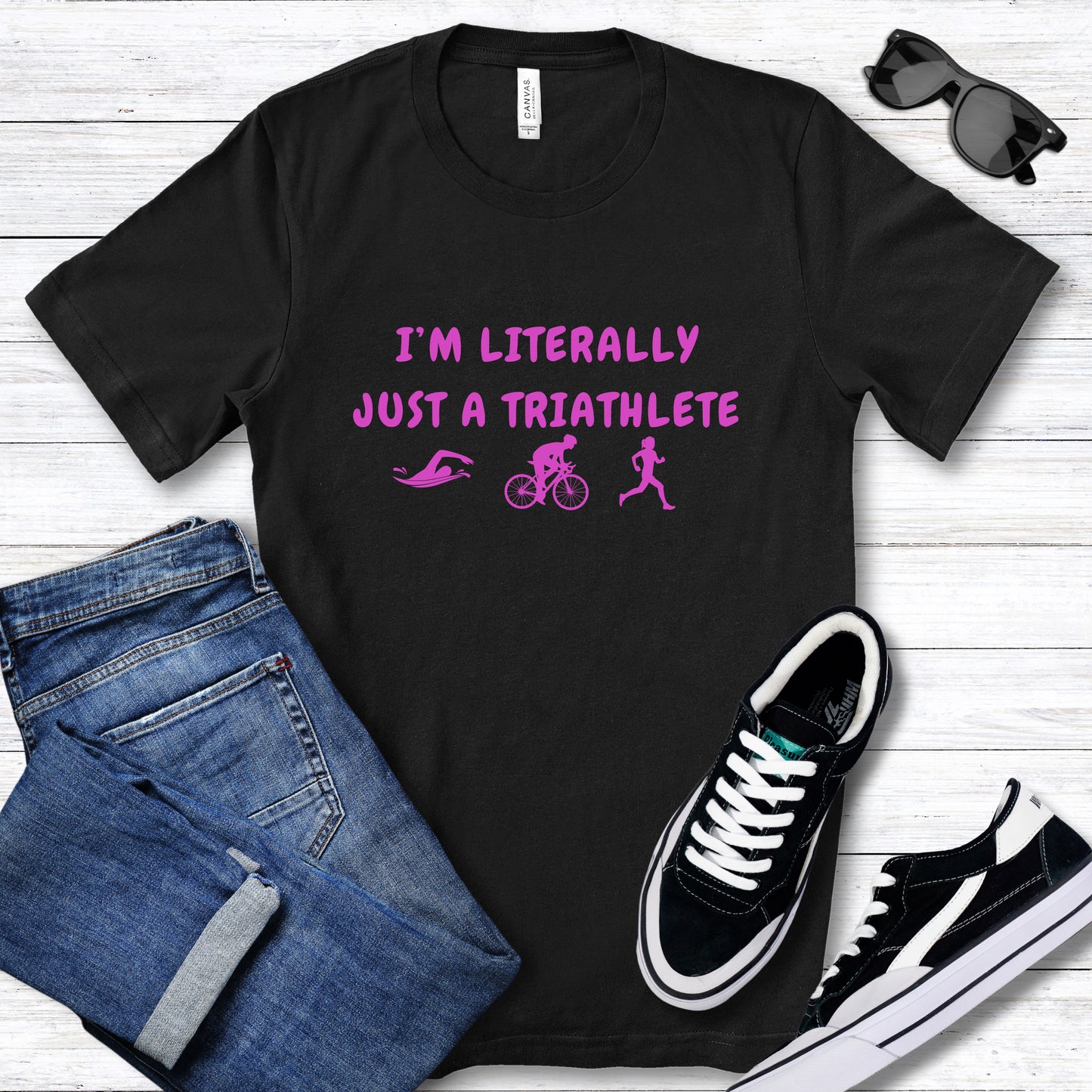 Literally Triathlete w/Images Tee