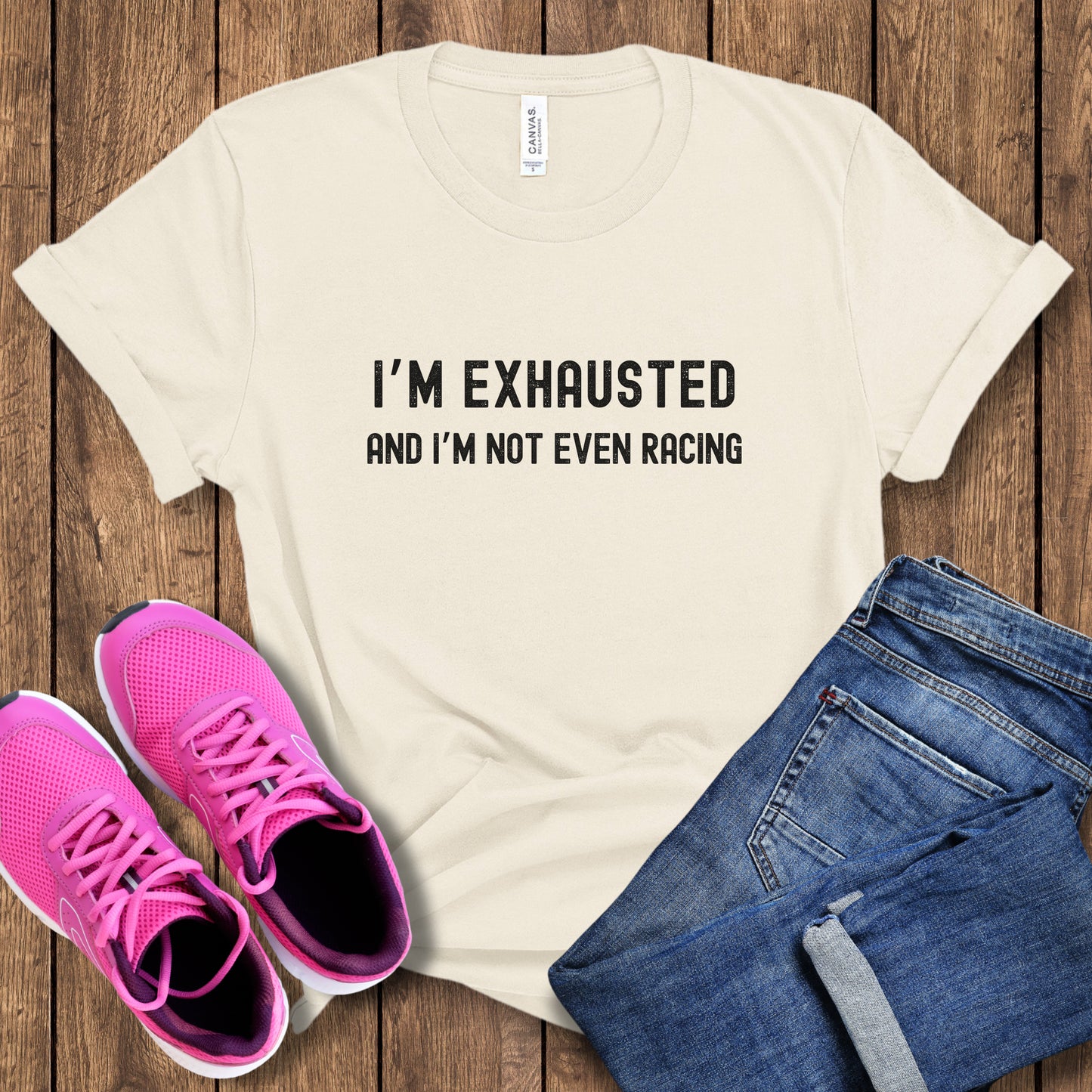 Exhausted, Not Racing Tee