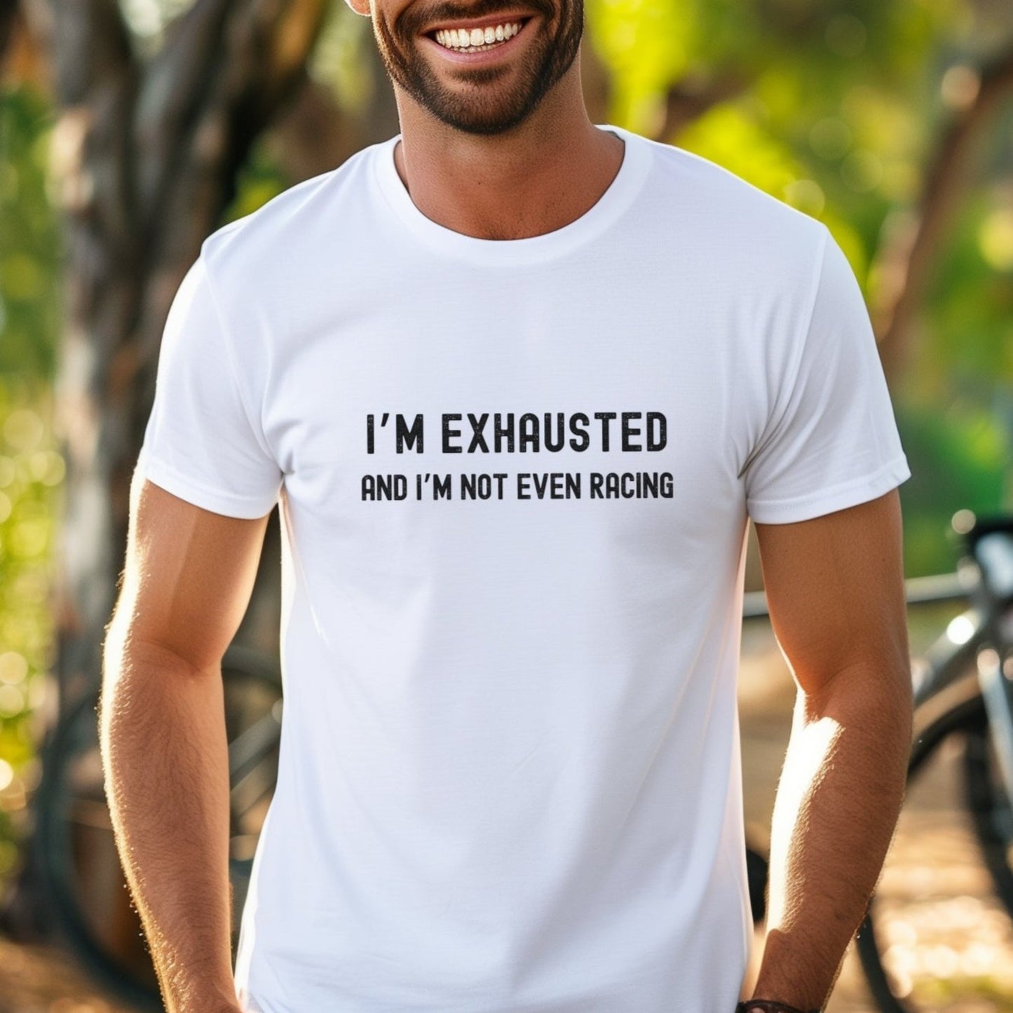 Exhausted, Not Racing Tee