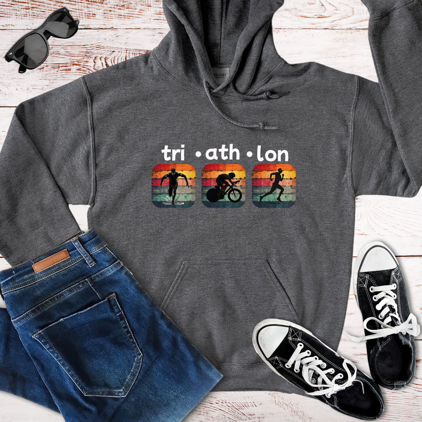 Tri-Ath-Lon Squares Hoodie
