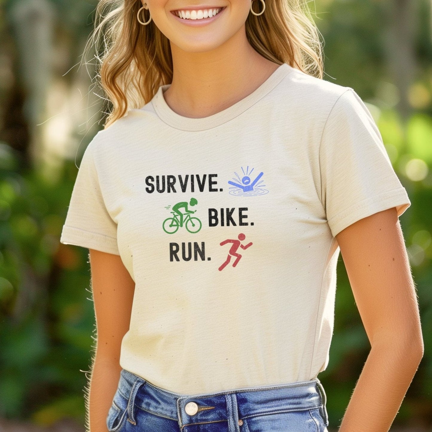 Survive Bike Run Distressed Tee