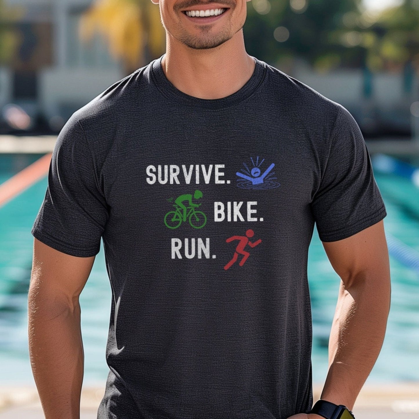 Survive Bike Run Distressed Tee