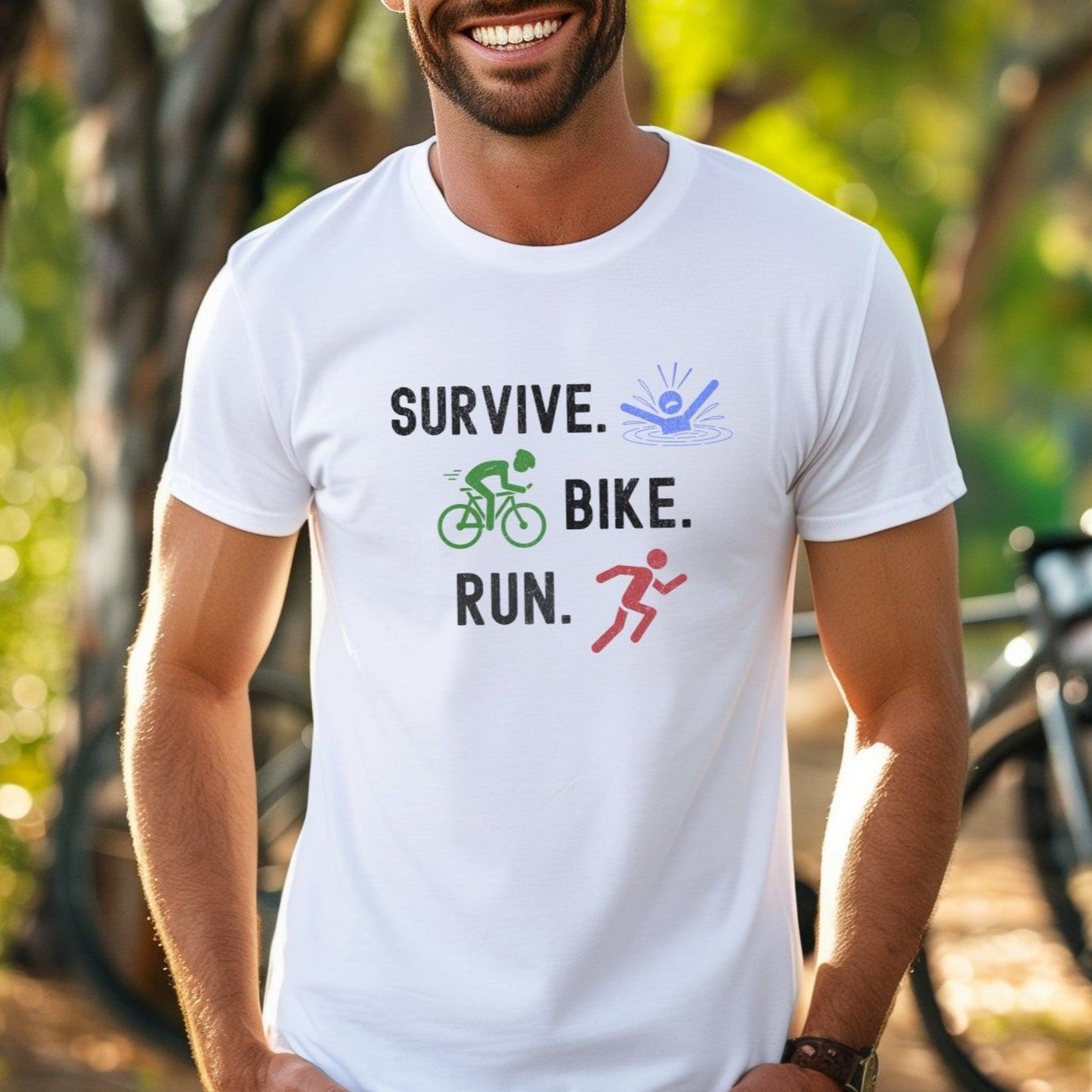 Survive Bike Run Distressed Tee