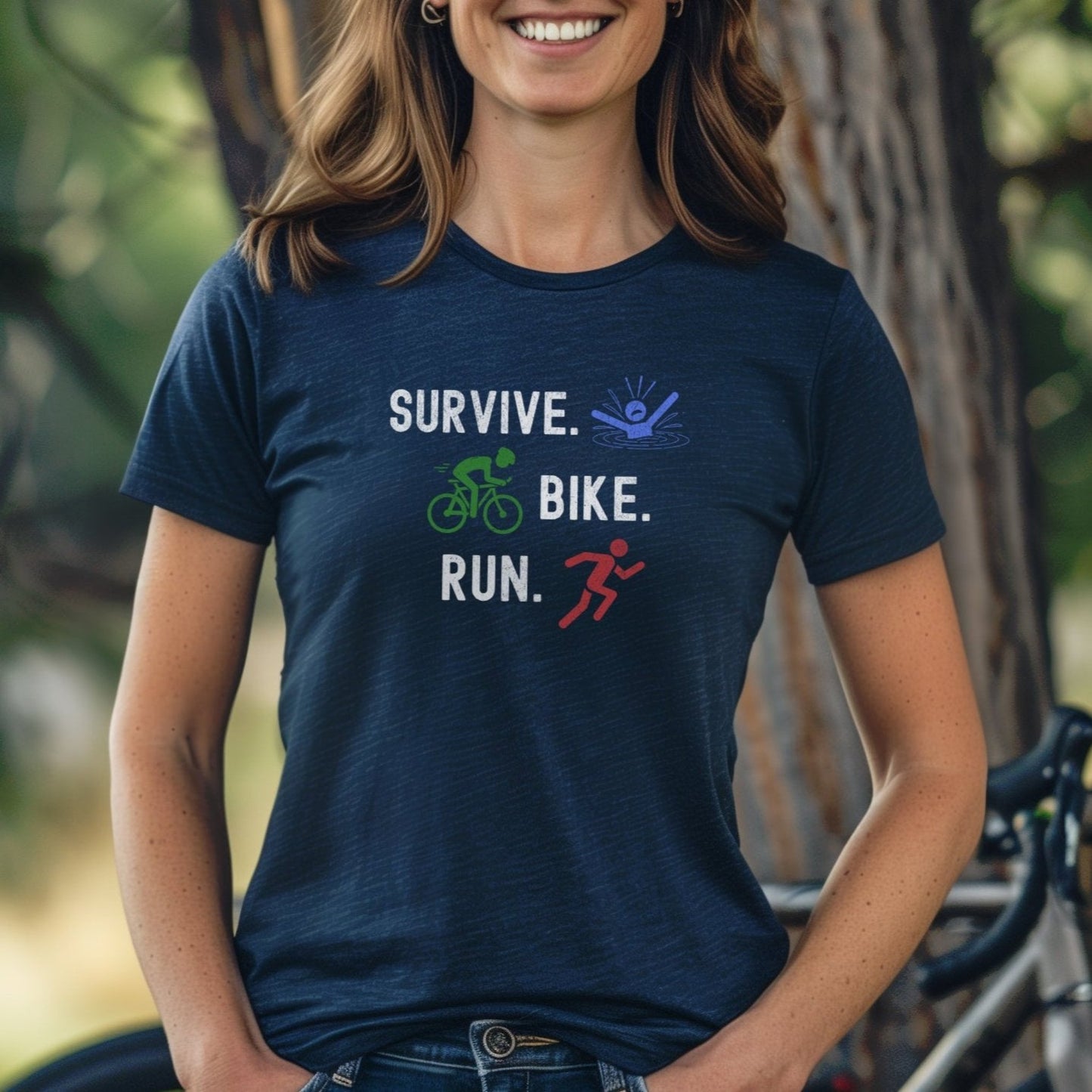 Survive Bike Run Distressed Tee