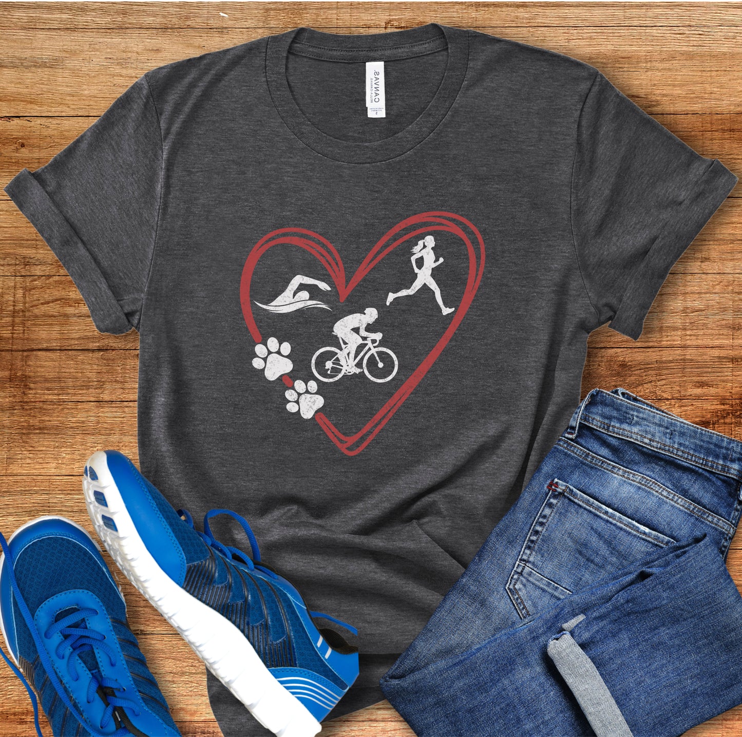 Tri Heart w/Paws Tee
