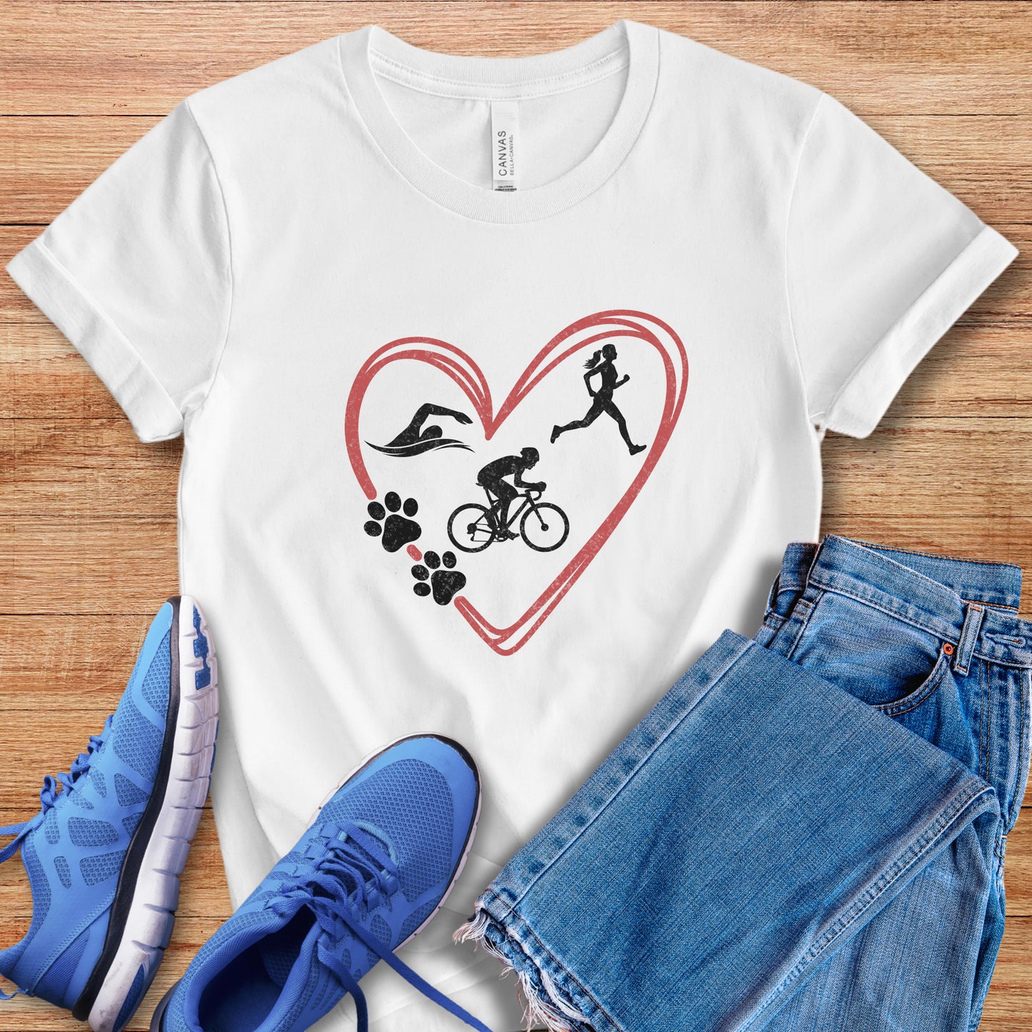 Tri Heart w/Paws Tee