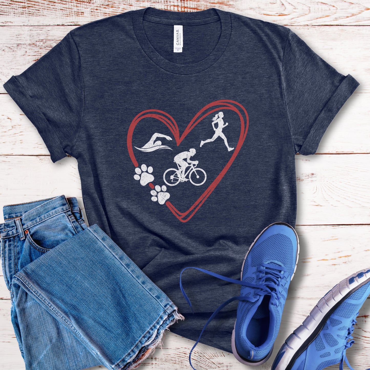 Tri Heart w/Paws Tee