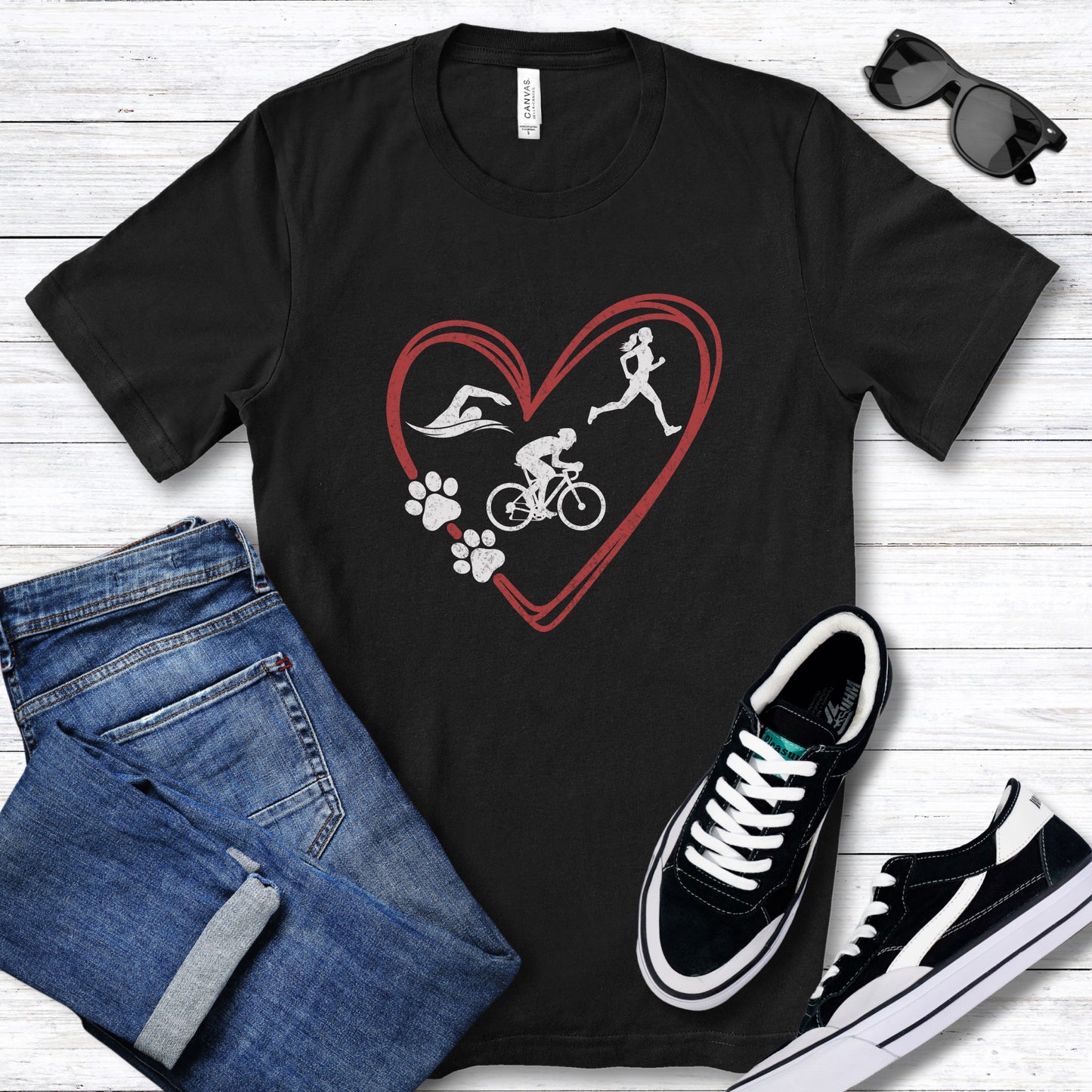 Tri Heart w/Paws Tee