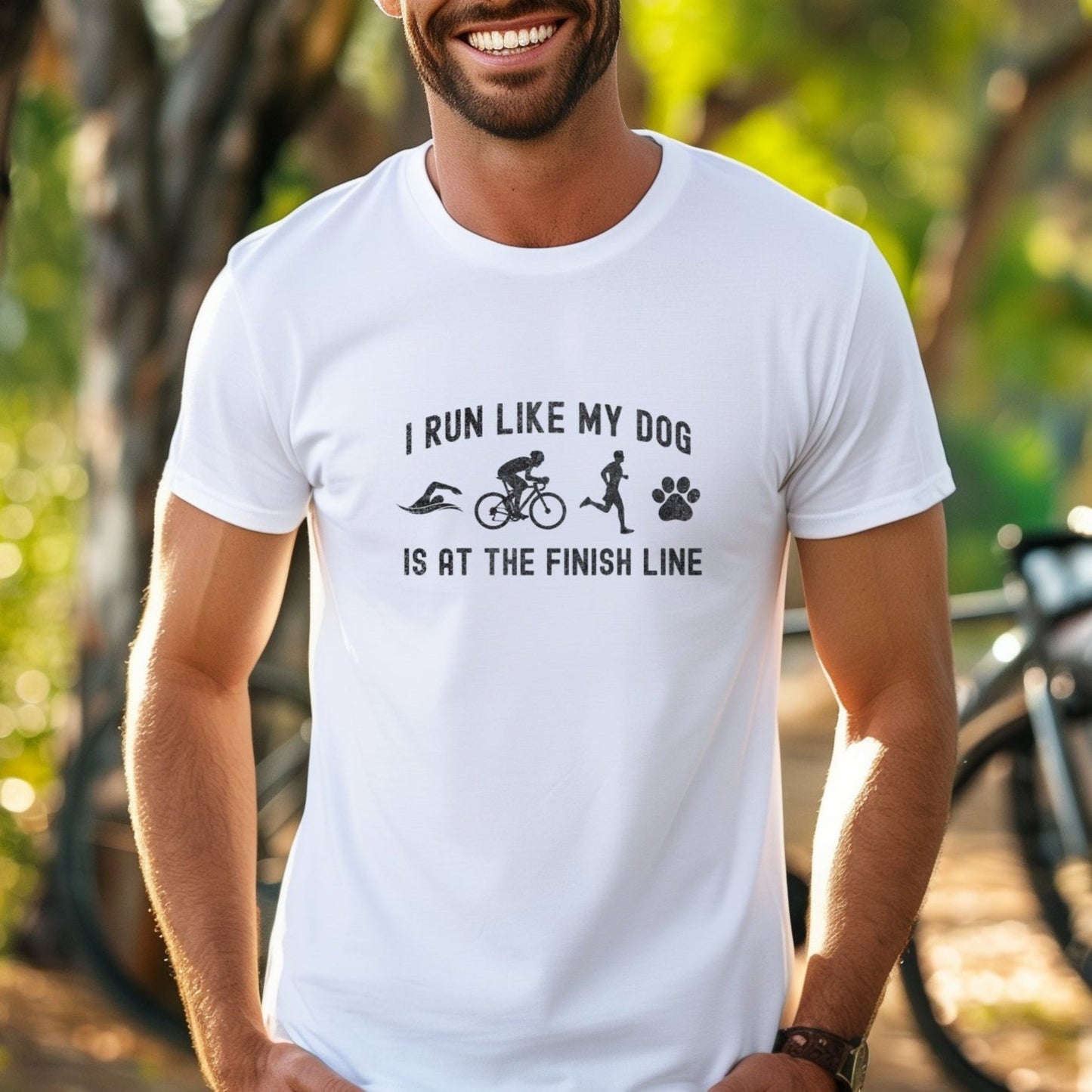 Dog At Finish Line Men's Faded Tee