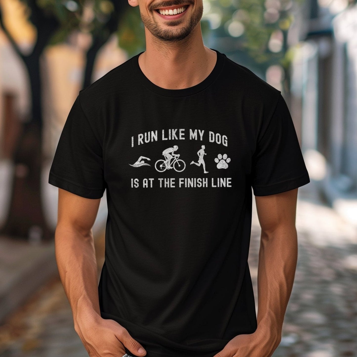 Dog At Finish Line Men's Faded Tee