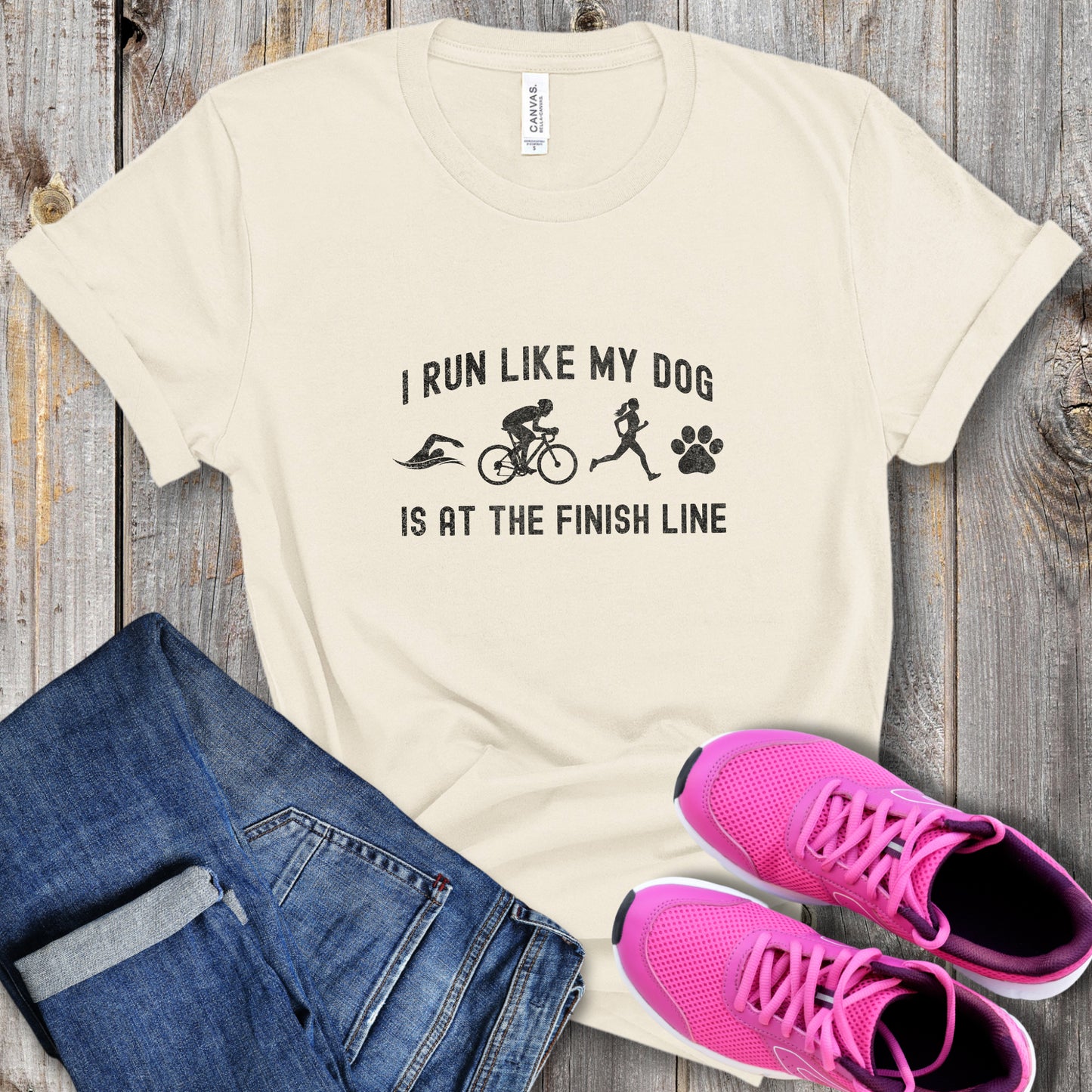 Dog at Finish Line Women's Faded Tee