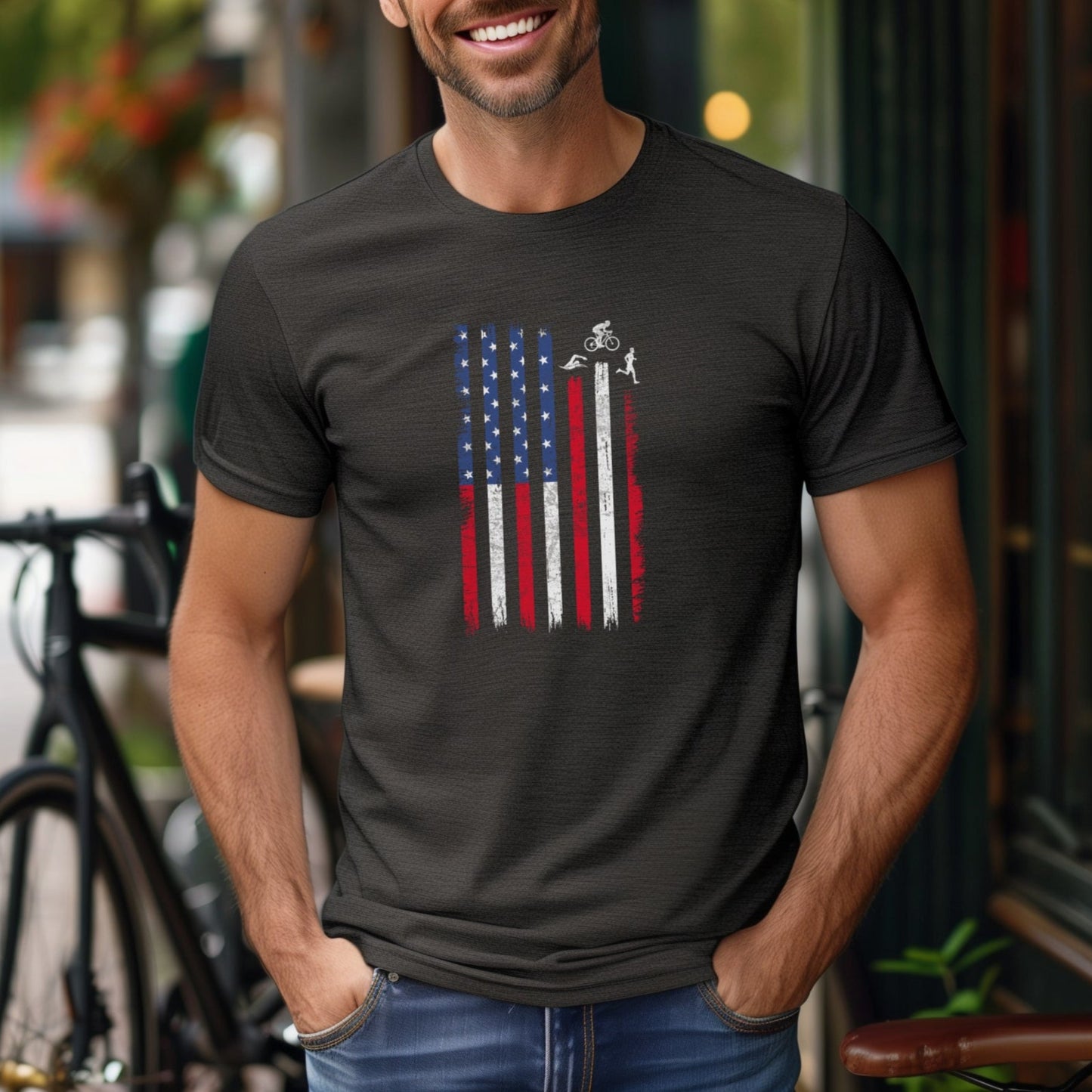 US Flag TRI Vertical Tee