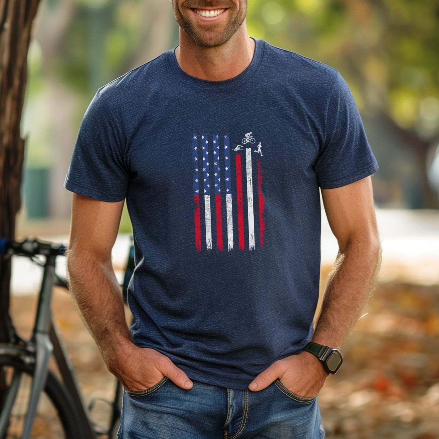 US Flag TRI Vertical Tee