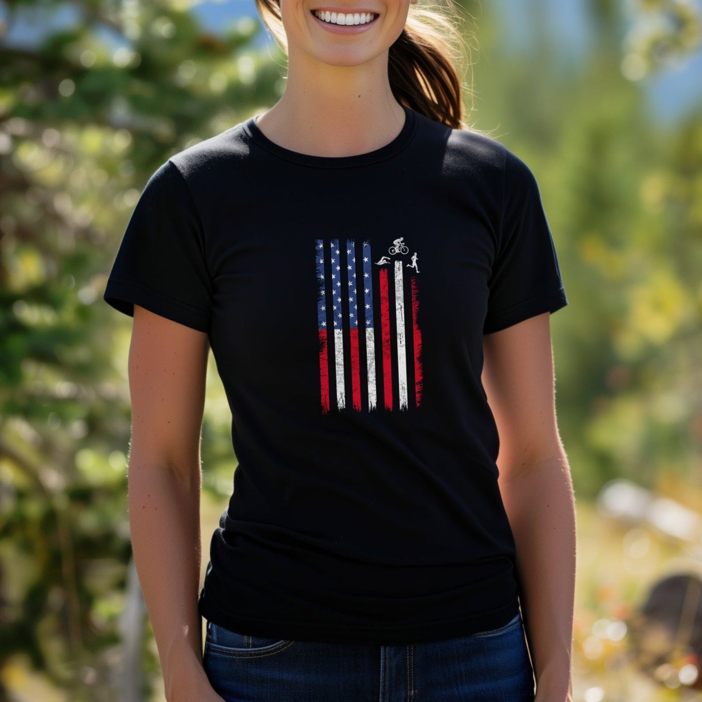 US Flag TRI Vertical Tee