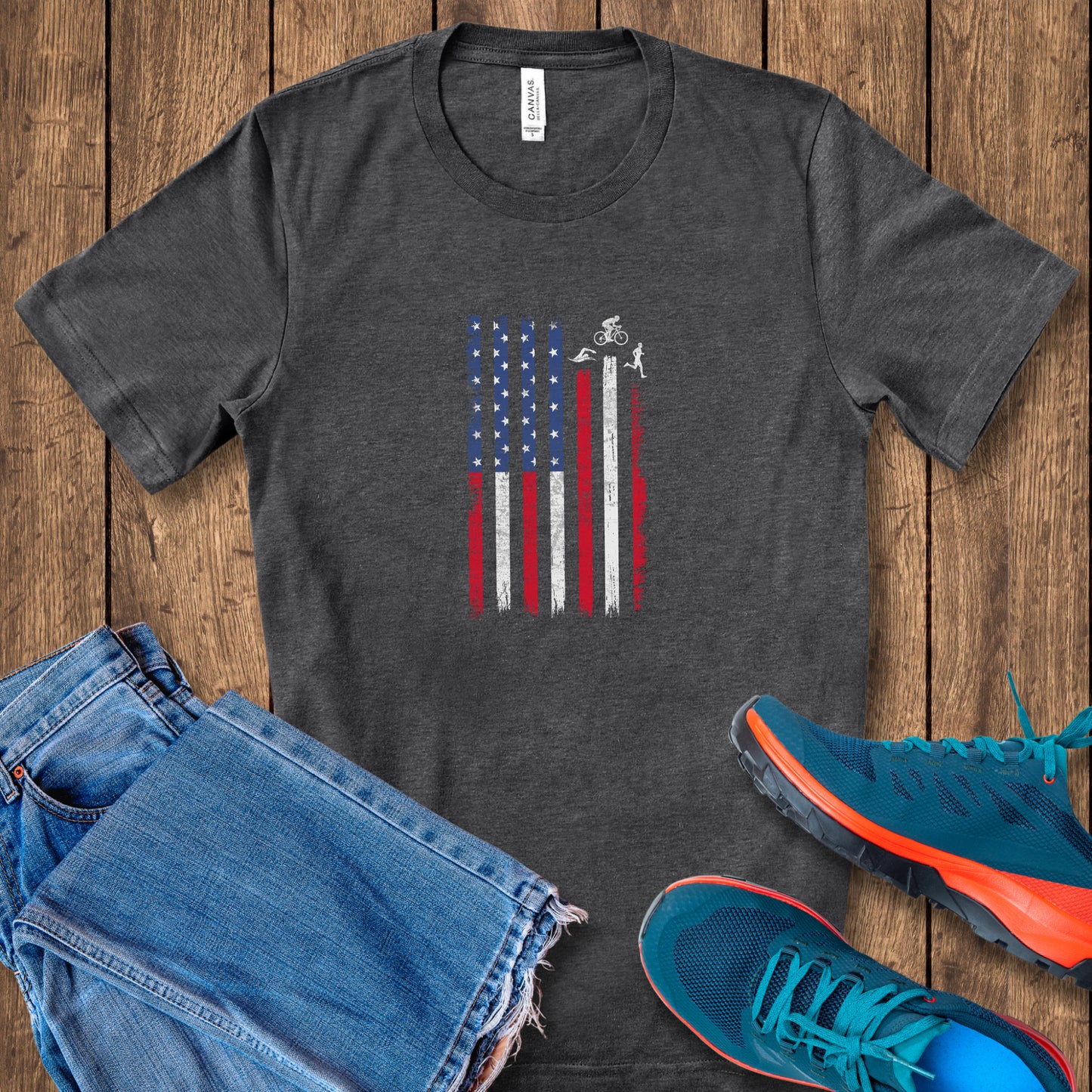 US Flag TRI Vertical Tee