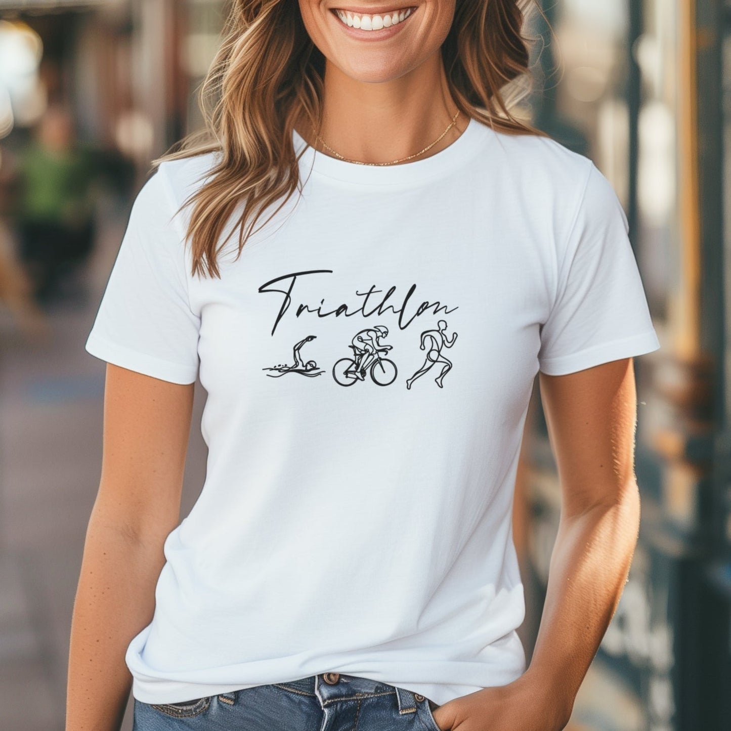 Triathlon Line Art Tri Bike Tee