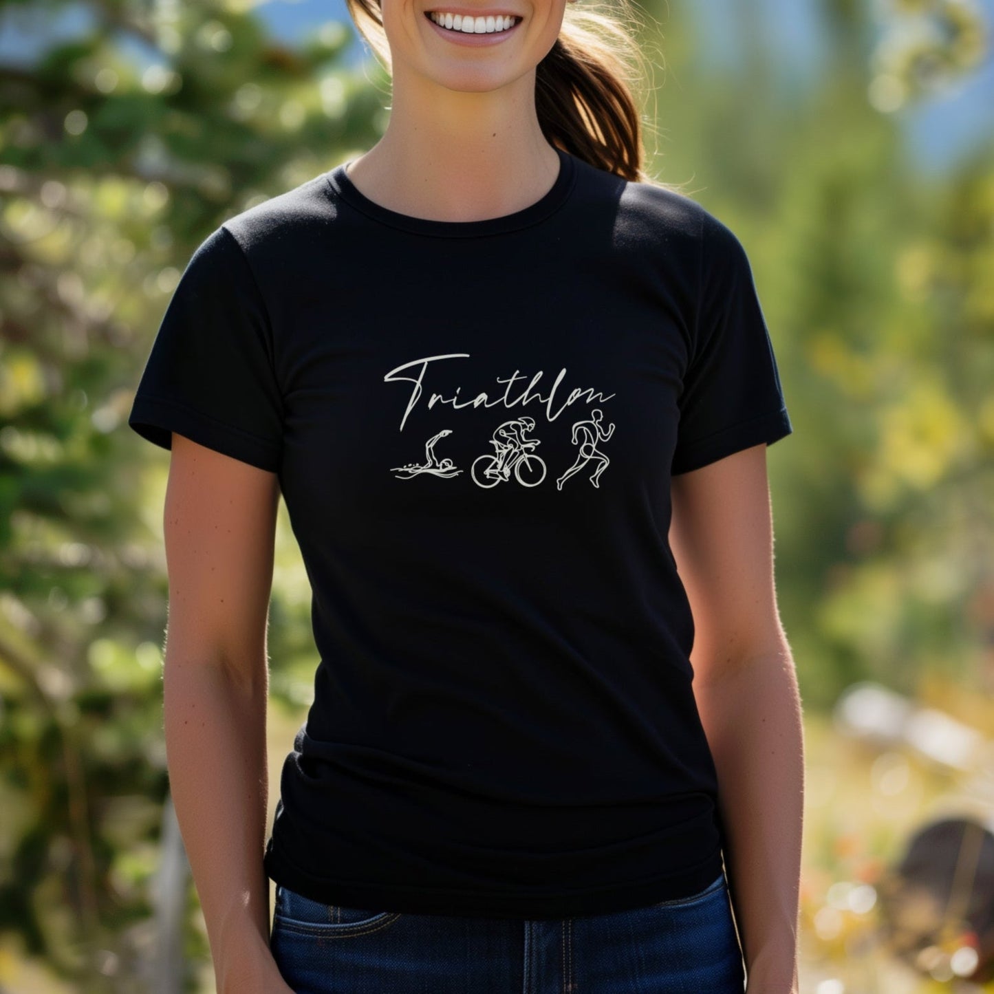 Triathlon Line Art Tri Bike Tee