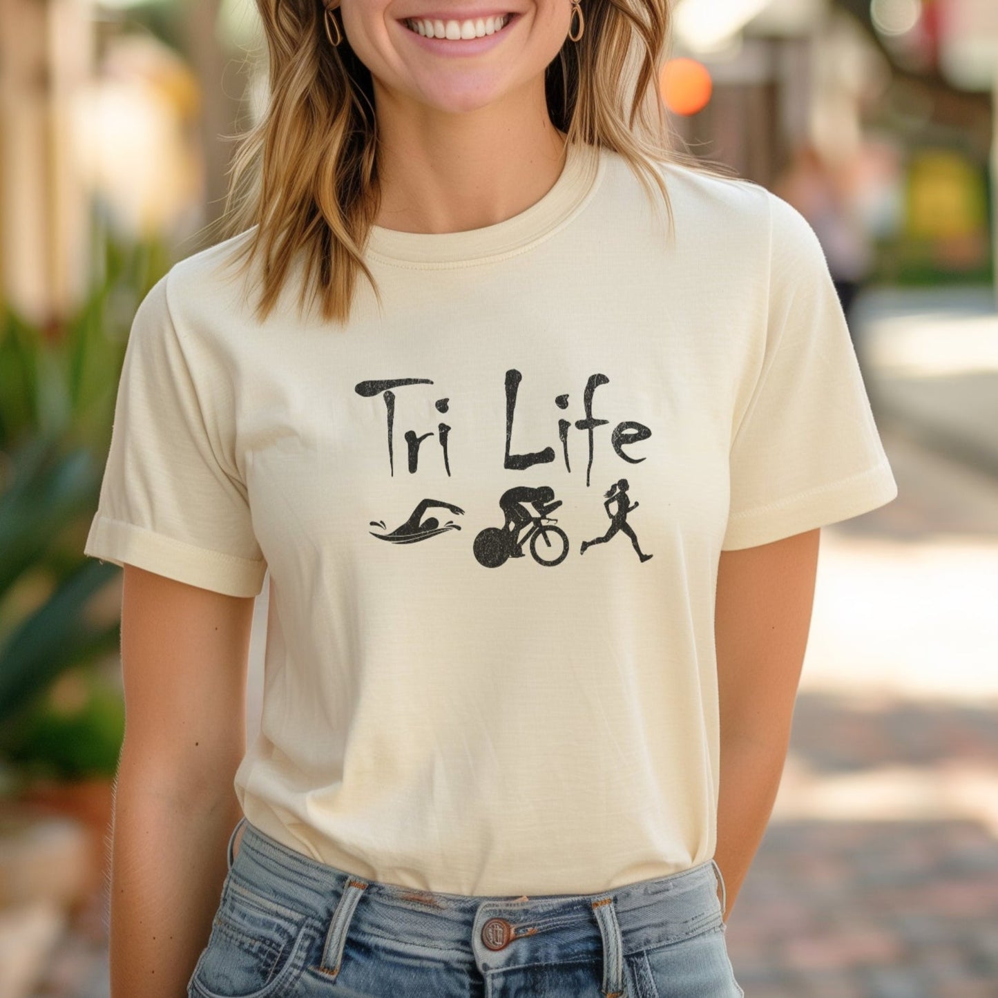 Distressed Tri Life Female Tee