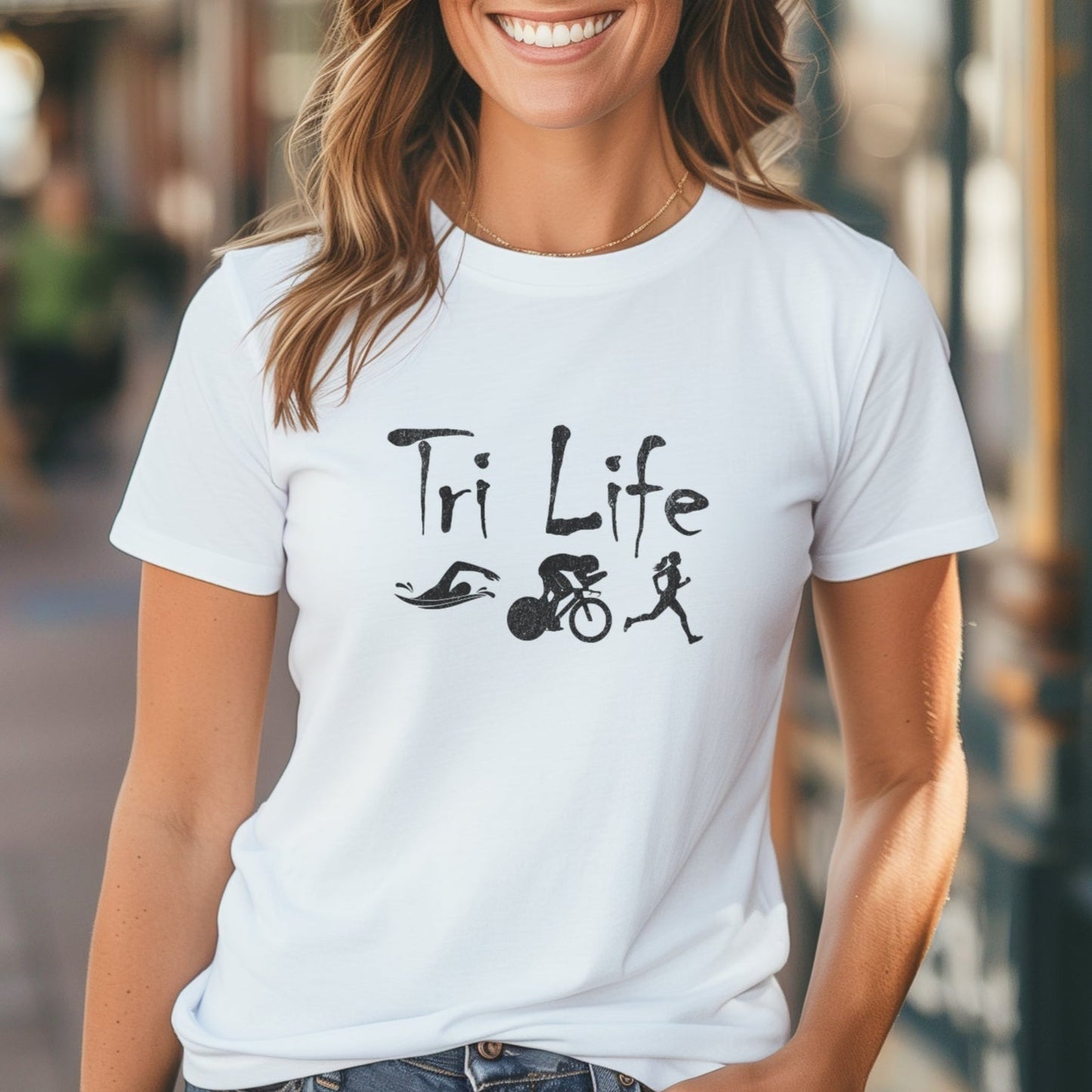 Distressed Tri Life Female Tee