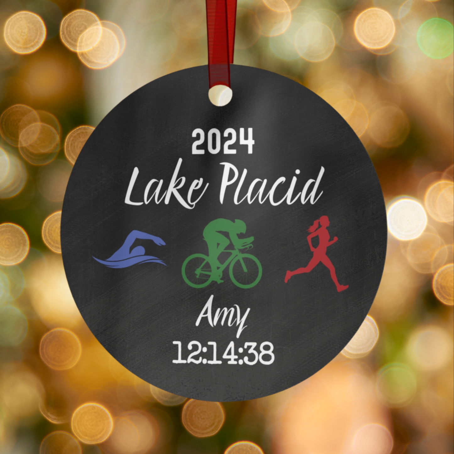 Metal Triathlon Ornament - Black Look