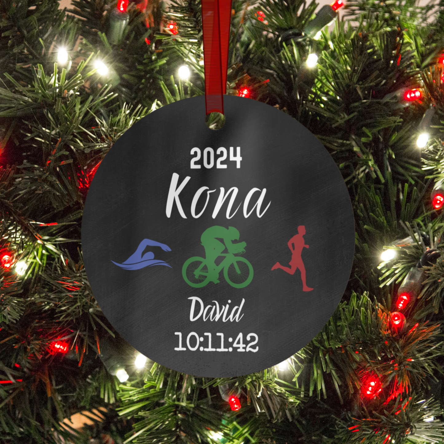 Metal Triathlon Ornament - Black Look