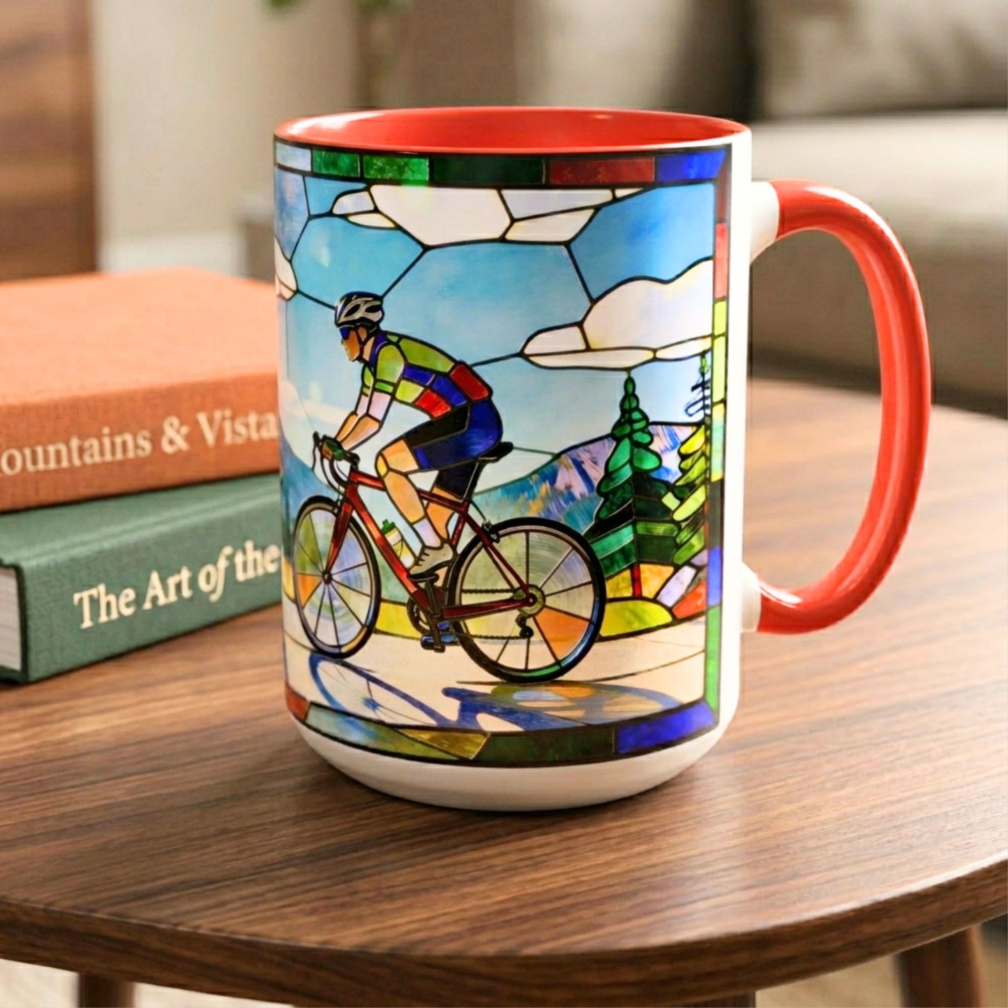 Stained Glass Cyclists Mug