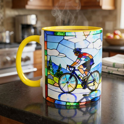 Stained Glass Cyclists Mug