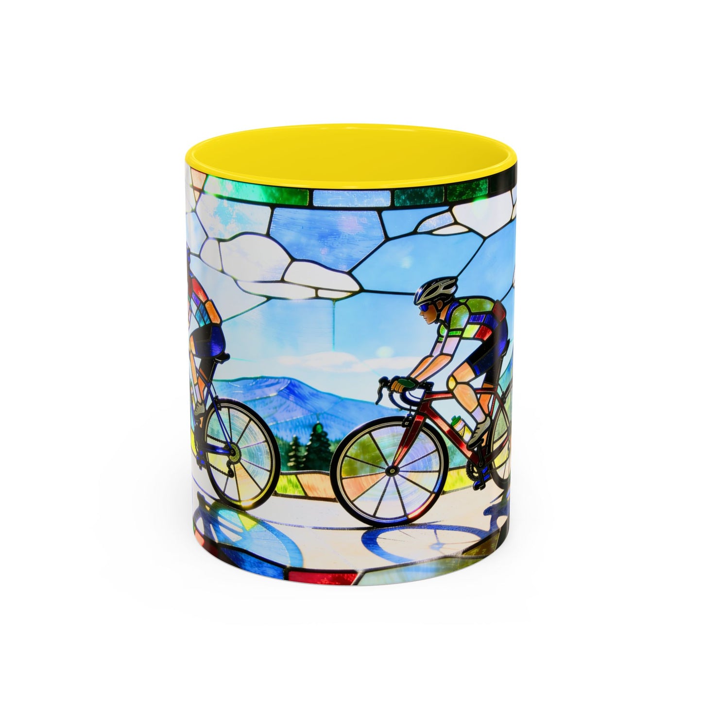 Stained Glass Cyclists Mug