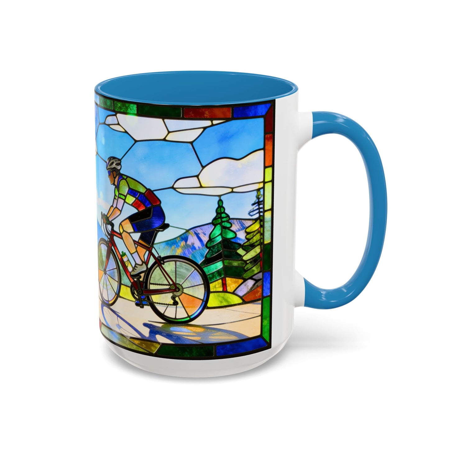 Stained Glass Cyclists Mug