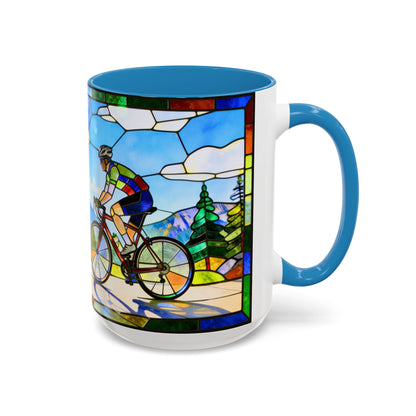 Stained Glass Cyclists Mug