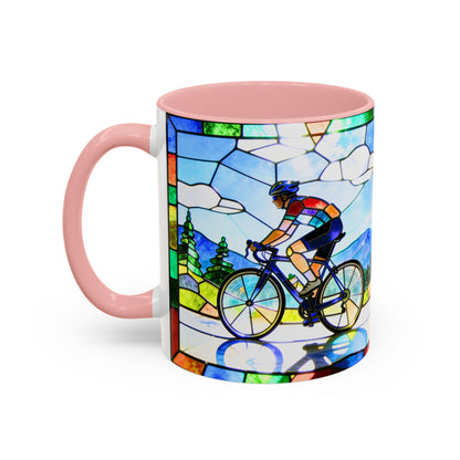Stained Glass Cyclists Mug