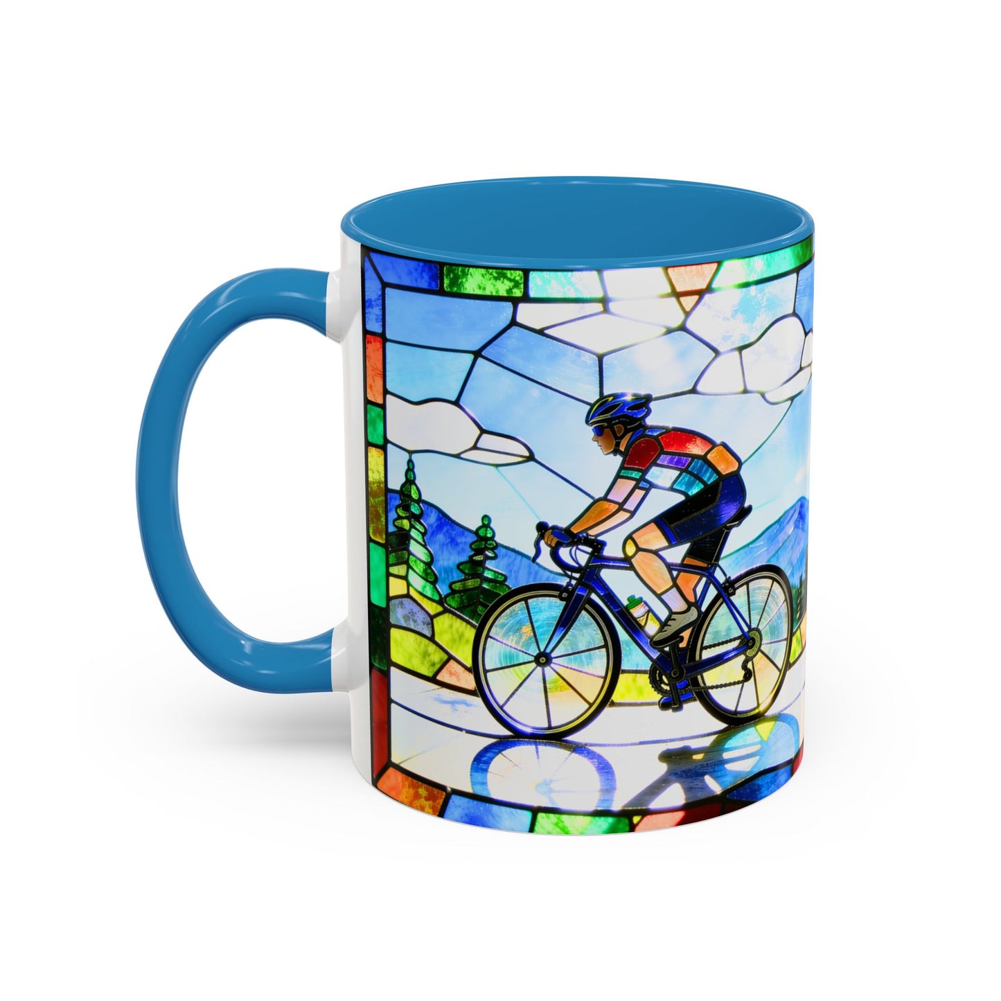 Stained Glass Cyclists Mug