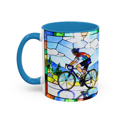 Stained Glass Cyclists Mug