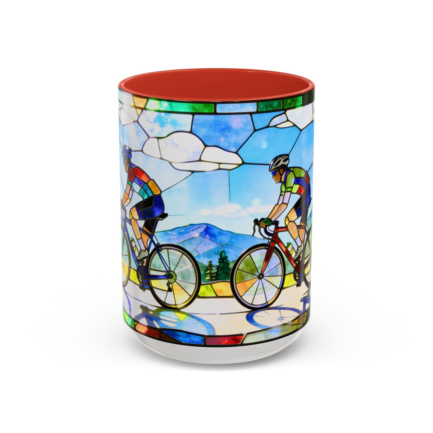 Stained Glass Cyclists Mug