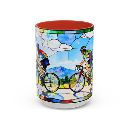 Stained Glass Cyclists Mug
