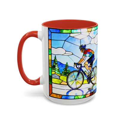 Stained Glass Cyclists Mug