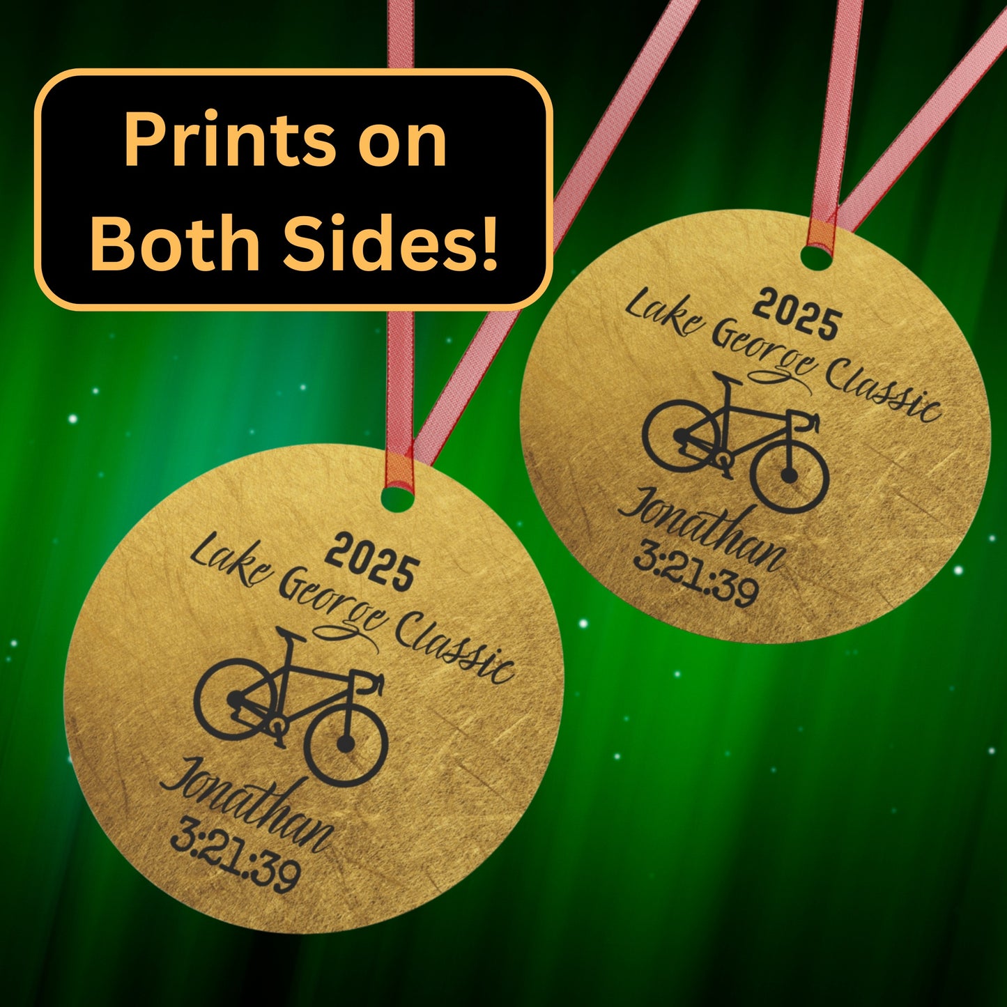 Metal Cycling Ornament - Gold Look