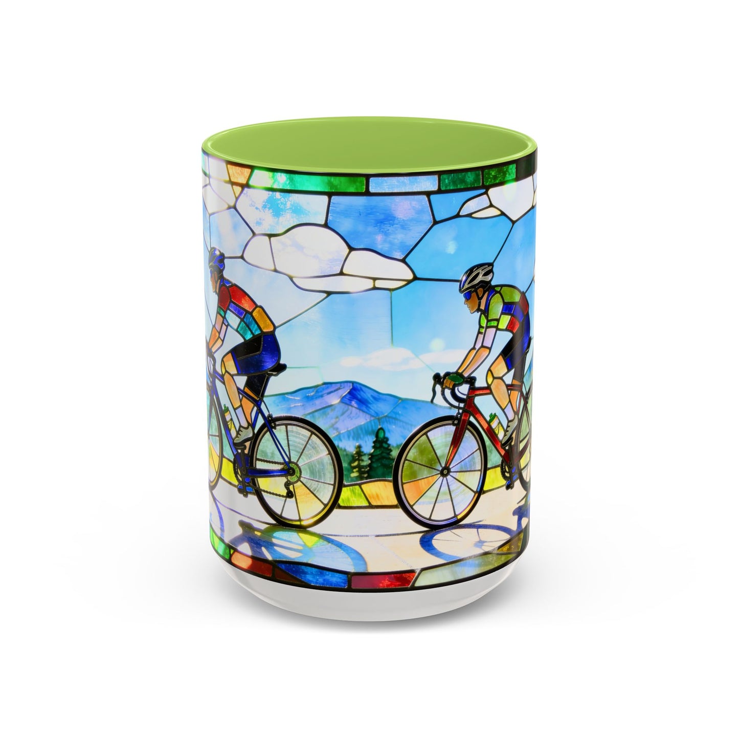 Stained Glass Cyclists Mug
