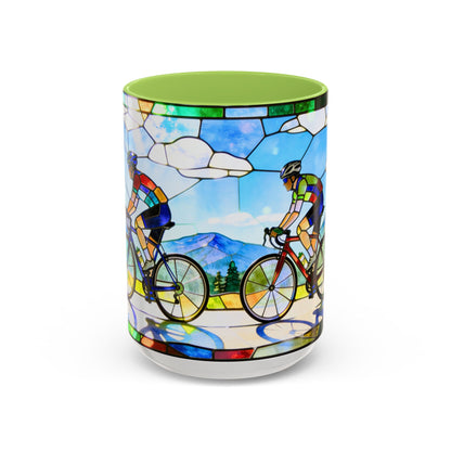 Stained Glass Cyclists Mug