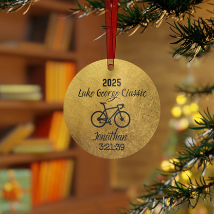 Metal Cycling Ornament - Gold Look
