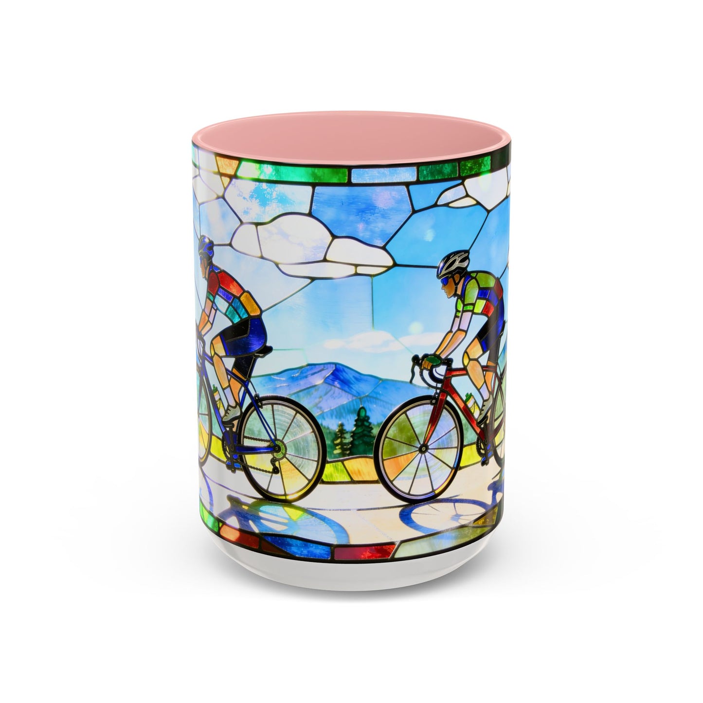 Stained Glass Cyclists Mug