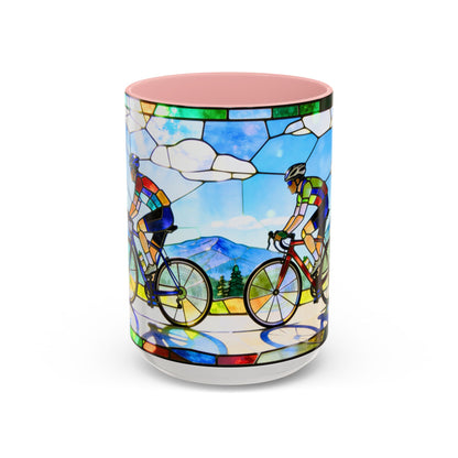 Stained Glass Cyclists Mug