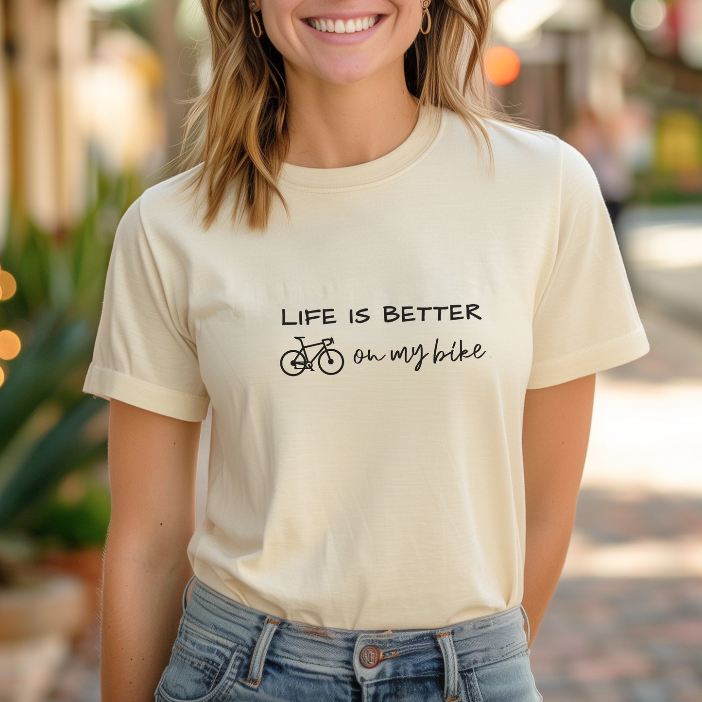 Better On Bike Script Tee